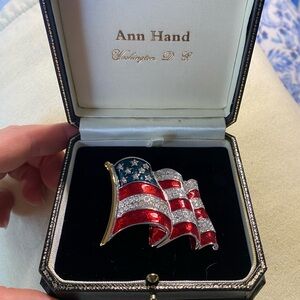 Ann Hand American Flag Brooch with Box